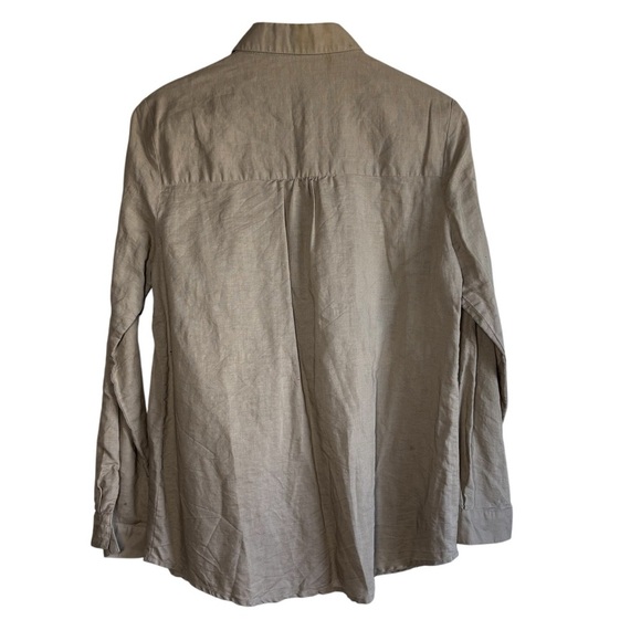 Max Studio Linen Blend Top Women's Medium Long Sleeve Button Up Crochet Corpcore - Picture 2 of 11
